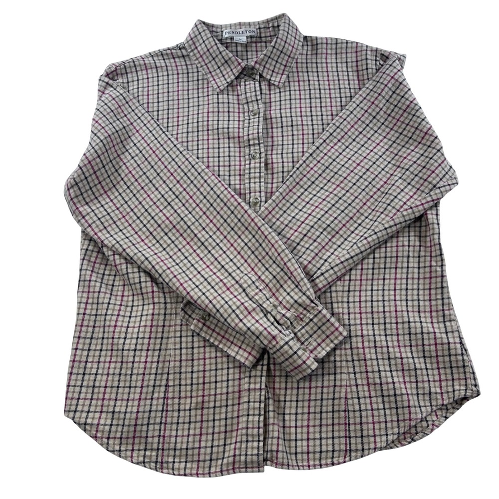 Pendleton Tattersall Check Plaid Shirt Women's Medium 100% Cotton Tailored Fit